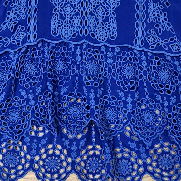 Johnny Was Kaylyn Cobalt Blue Eyelet A-line Tunic Size Small Oversized - Picture 3 of 7